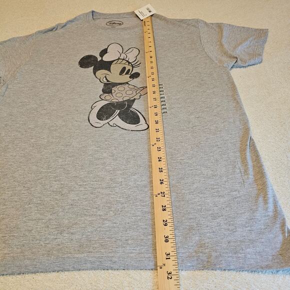 Disney Minnie Mouse Graphic T Shirt Gray XL Womens NWT Faded Polka Dot Skirt - Picture 6 of 8